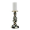 MACKENZIE-CHILDS Courtly Check Enamel Pillar Candlestick, Cute Black-and-White Pillar Candle