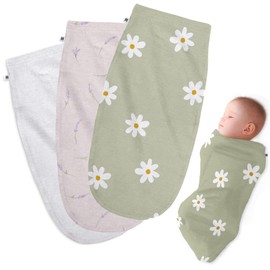 Henry Hunter Baby Swaddle Sack | The Simple Swaddle | Soft Stretchy Cotton Swaddles for Newborns | Baby Swaddles 0-3 Months, Swaddle Blankets Baby Girl, Pack of 3, Daisy | Lavender | White Heather
