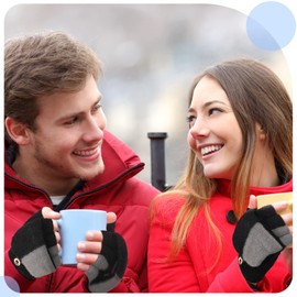 USB Heated Gloves 2 Pairs Winter Warm Heating Mitten Full and Half Hand Warmers Washable Knitting Typing Gloves (Classic Style)