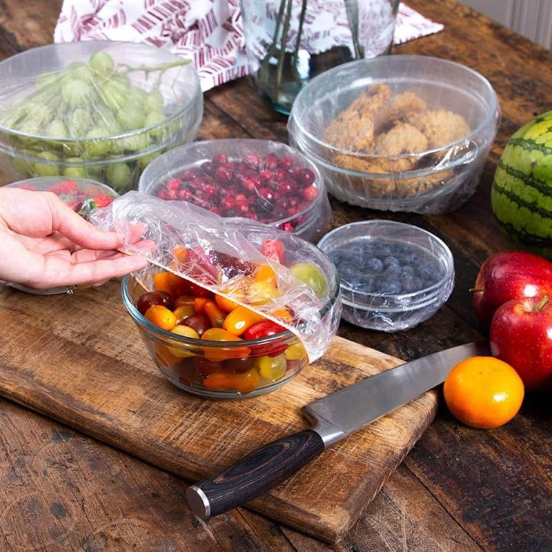 SHOWERORO 400pcs Elastic Disposable Bowl Covers Stretch Plastic Wrap for