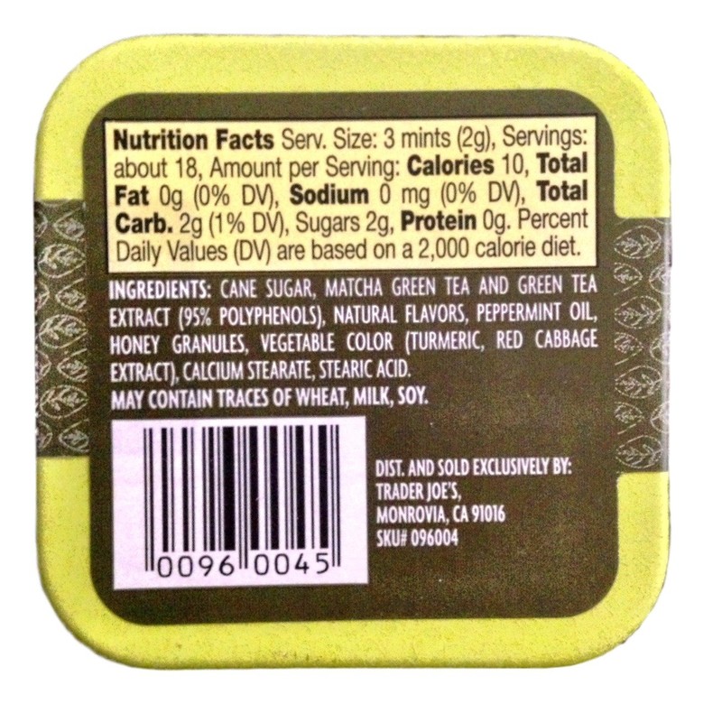Trader Joes Green Tea Infused Mints (Pack of 4)