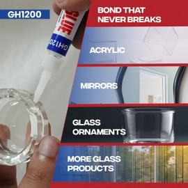 GH1200 Glass Glue Clear Repair Heavy Duty (5g x 5 PCs) Stain & Spot Free, with Fast Setting, Super Glue for Glass, Bowls, Articrafts, Crystals & More