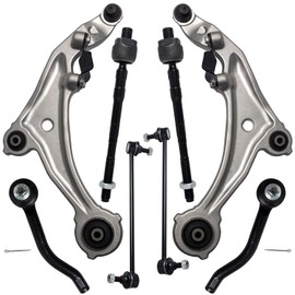 AUQDD 8Pcs Front End Suspension Kit Fit For 2009-2014 Ni-ssan Murano, 2 Lower Control Arm w/Ball Joint 2 Sway Bar Link 4 Outer Inner Tie Rod End (# K622157 K622158 K750784 EV800639 ES800357 ES800358)