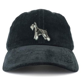 Trendy Apparel Shop Miniature Schnauzer Dog Corduroy Unstructured Baseball Cap - Black