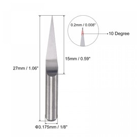 sourcing map Wood Engraving Router Bit, 1/8" 3.175mm Shank 0.2mm Tip 10 Degree Solid Carbide CNC 3D Milling Cutter, for Carving Acrylic PVC MDF Plastic, 4pcs