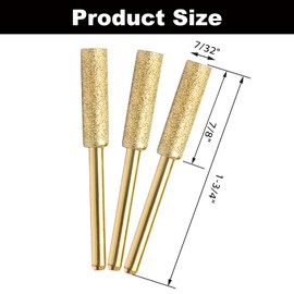 Coufce 6 Pack 7/32 Inch Diamond Chainsaw Sharpener, Gold Burr Grinding Stone File, Chainsaw Sharpener for High Hardness Sharpening