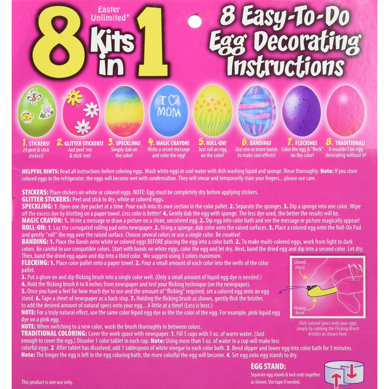 8 Kits in 1 Easy-to-do Egg Decorating Family Friendly Kit
