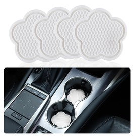 GaRhomxy Car Cup Coaster, 4pcs Universal Non-Slip Cup Holder Coaster, PVC Flower Shaped Car Cup Holder Coaster, Crystal Car Accessories Interior (White)