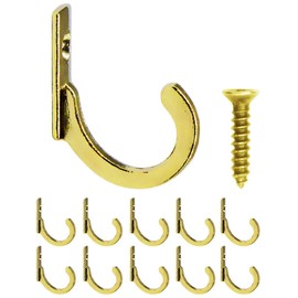 Fuxxer® 10 Picture Hooks Mini Iron Hooks Gold Brass Vintage Retro 23mm Set of 10