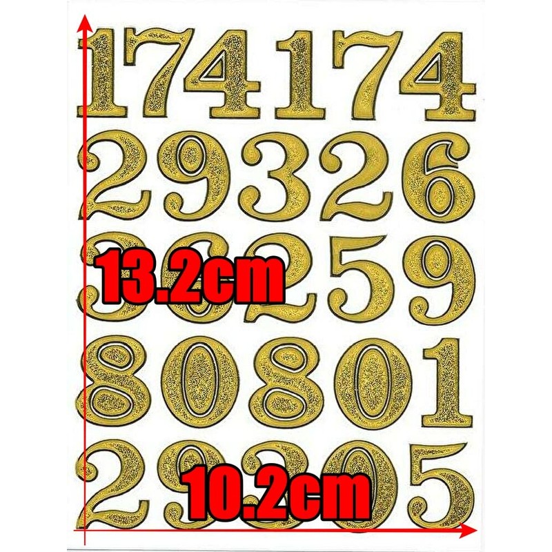 XIAXIN TSS-607G [Waterproof PVC Glitter Processing] Number Sticker Set, Weatherproof,