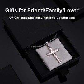 Adramata Cross Chain, Men/Women’s 925 Silver Cross Pendant Necklace, Stainless Steel Chain Cross Necklace, Silver Curb Chain, Men's Silver Chain Cross Necklace, Stainless Steel