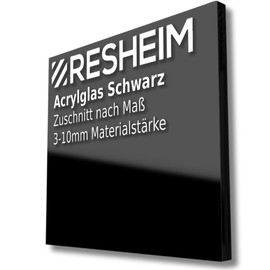 RESHEIM Acrylic Glass Panel Black Cut to Measure - Material Thickness and Size Selectable PMMA High GS Quality (100 x 100 mm, Material Thickness: 3 mm)