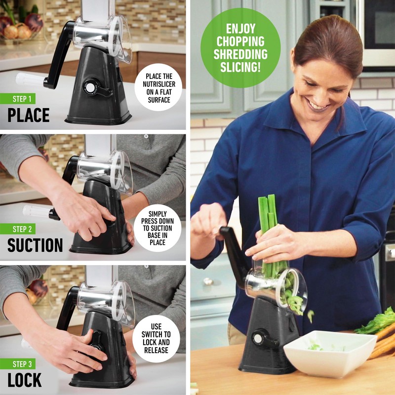 Rotary Cheese Grater with Handle, Cheese Grater Hand Crank, Fast