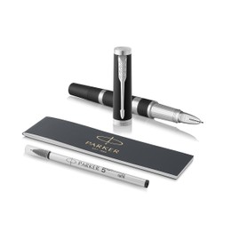 Parker Ingenuity 5th Technology Pen, Fine Point with Black Ink Refill 1931463 - Large Black Rubber and Metal with Chrome Trim