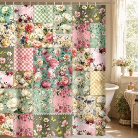 Boho Aesthetic Boho Flowers Shower Curtains for Bathroom, 72 X 72 Inches