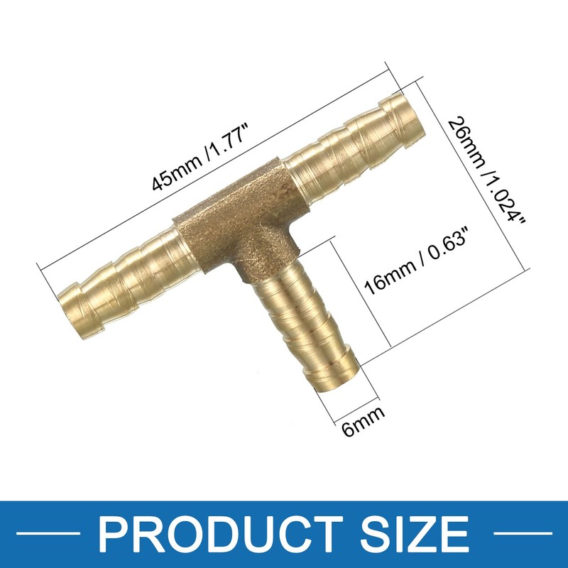 A ABSOPRO Brass Barb Hose Fitting 1/4" 6mm ID Tee