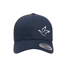 Love Sketches Embroidered Outdoor Flying Duck Silhouette Trucker Hat Mesh Back Baseball Hat for Men and Women (US, Alpha, One Size, Navy_FlyingDuckSil-White)