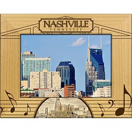 Saddle Mountain Souvenir Nashville Tennessee Skyline Laser Engraved Wood Picture Frame Landscape (4 x 6)