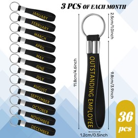 Sureio 36 Pcs Employee Silicone Keychains Award Employee of the Month Keychains 1-12 Month Employee Appreciation Keychains Motivational Key Chains Thank You Gifts for Employee Coworker Team Staff