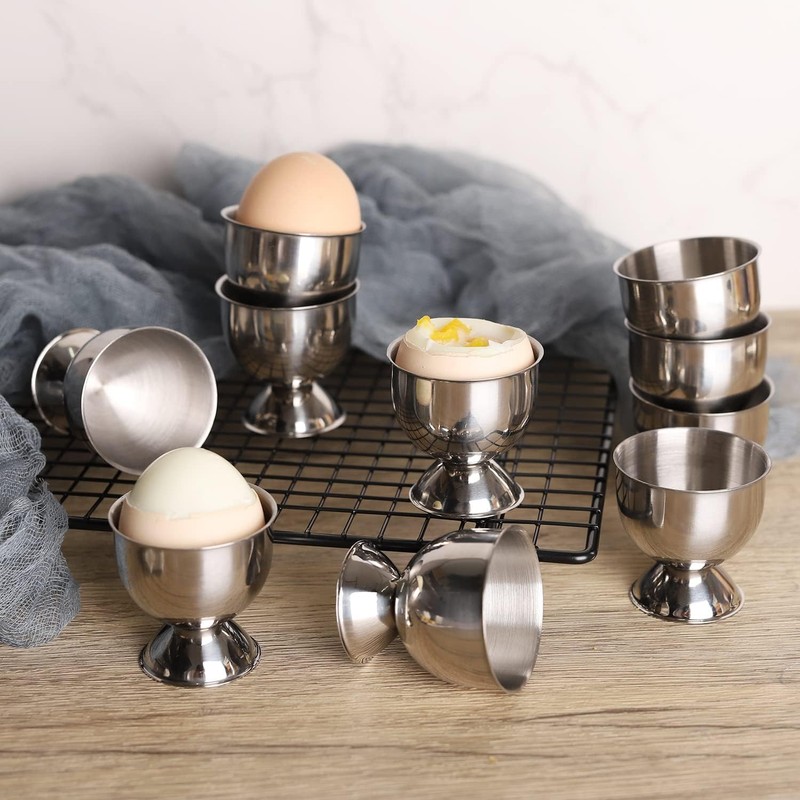 Yitobici Stainless Steel Egg Cups with Base, Stackable, Set of
