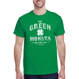 DIRTYRAGZ Green Monsta Boston Tshirt - Green Monstah Shirt for Men or Women, Baseball Gift T-Shirt