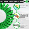 Ailbiuko 7 Way Coiled Cord 15 FT Green ABS Electrical