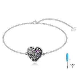 MEIDERBO Pet Heart Urn Bracelet for Ashes 925 Sterling Silver Cremation Bracelets for Women Memorial Keepsake Jewelry for Dog Cat