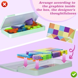 Vrythn Mini Magnetic Tiles Travel Magnetic Tiles with Iron Box,50PCS Magnet Building Block Set Travel Toys for Kids Ages 3+,Portable Magnet Toys Gifts for Toddlers Boys & Girls Christmas Birthday