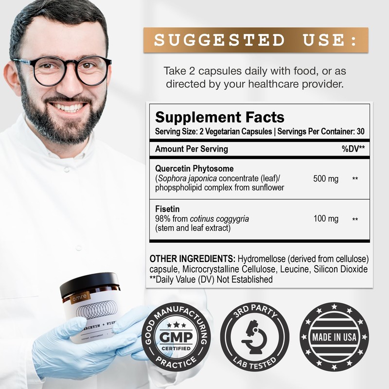 OMRE Quercetin and Fisetin Supplements - Third-Party Tested Senolytic Supplements