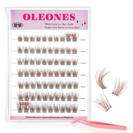 Self Adhesive Classic Lash Extension Kit 10-16mm DIY Eyelashes Pre-Glued Natural Brown 3D Fake Lashes Cluster, zero Irritation Ultra-Thin 0.05mm Invisible Band No Glue Needed-Ideal Gift for Women