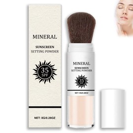 Matte Setting Powder SPF 35,Translucent Powder Sunscreen With Soft Brush, Oil Control Natural Face Pow-der for Women & Men, Lightweight Loose Pow-der & Scalp Sunscreen Protection