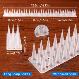 TOBWOLF 12 Pack Bird Spikes, Plastic Fence Spikes for Small Birds Pigeon Squirrel Raccoon, No More Bird Nests & Poop, Pigeon Spikes for Garden Fence Wall Railing Roof - White