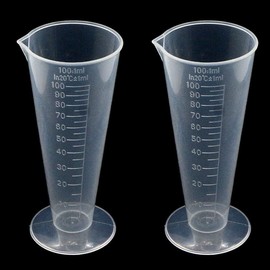 Uotyle 100mL Clear Graduated Measuring Cup Capacity Beaker Cone Shape Round Base Labs Kitchen - 2Pcs
