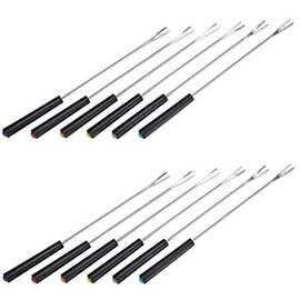 marion10020 Set of 12 Stainless Steel Fondue Forks with Plastic Handles