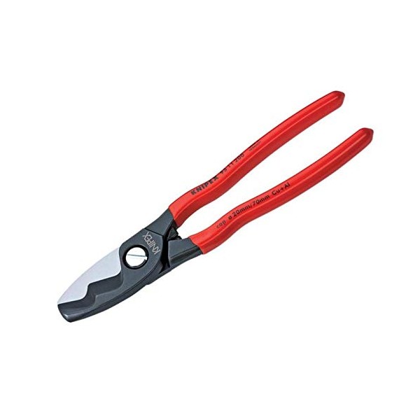 Knipex Cable Shears with twin cutting edge burnished, plastic coated 200 mm (self-service card/blister) 95 11 200 SB