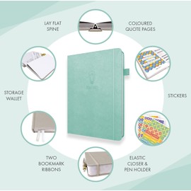 Daily Planner & appointment diary - Gratitude journal, wellness journal & Undated weekly planners and organisers - Desk journals for women & men - LUX Productivity Classic (DUCK EGG BLUE)