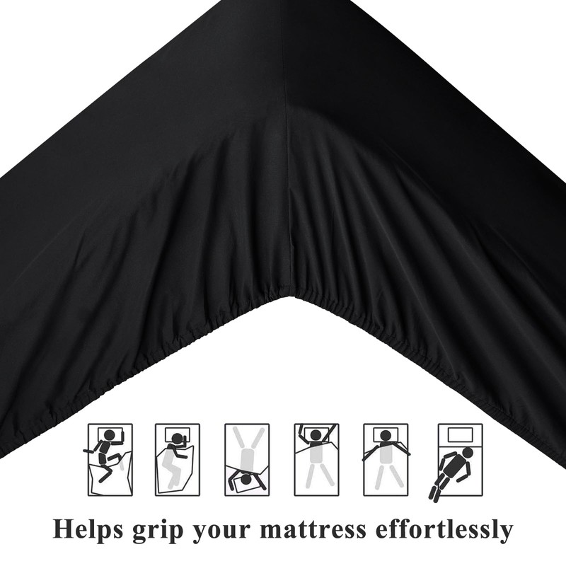 Aisbo Double Fitted Sheet Black - Extra Deep Pocket Bed