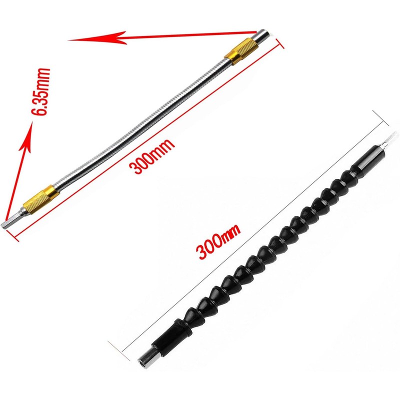 5-Piece Set Flexible Drill Extensions, Flexible Shaft Drill, 1/4 Inch