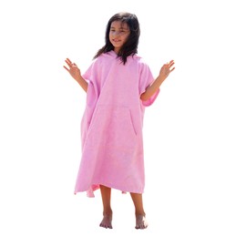MissShorthair Towel Poncho for Kids, Hooded Beach Towel for Girl&Boy, Surf Poncho Swim Changing Robe Microfiber Bath Towel 11-14 Years Bear Pink