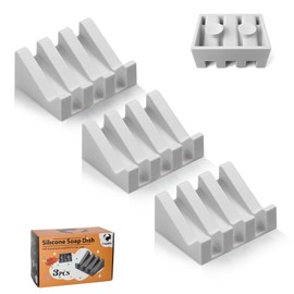 Coipdfty Coipdfty Self Draining Soap Dish,Silicone Suction Cup Soap Holder, Bathroom Soap Dish for Bar Soap,Can Extend Soap Life,Bathroom, Bath Tub, Kitchen Sink(3, Light Grey)