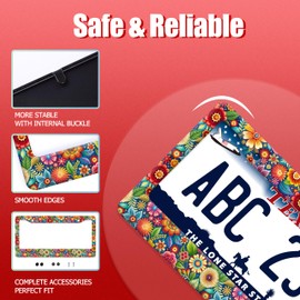 Beautiful Hippie Flowers License Plate Frame Watercolor Daisy Floral License Plate Stainless Steel Auto Parts Decoration with Screws Personalise License Plate Holder Women 12 x 6 Inch