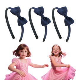 3 Pieces School Bows Headbands, Navy Blue Hair Bands Girls, Uniform Colours Bow Hairbands Set, Birthday Gift Accessories
