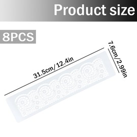 GroveEss 8 PCS Flower Border Stencils,Reusable Flower Pattern Stencils,Floral Ornament Templates for Furniture Painting Drawing Wall Floor Tile Decor Scrapbook Artwork DIY