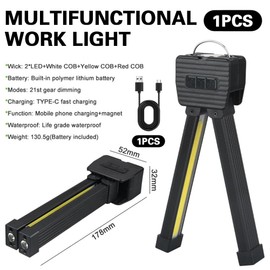 Posing Lamp Gym Magnetic, 7th Gear Dimming Portable Gym Lamp for Posing with Hanging Hook, Work Light with 180 Degree Folding, Posing Light Gym, Waterproof Handheld Camping Light