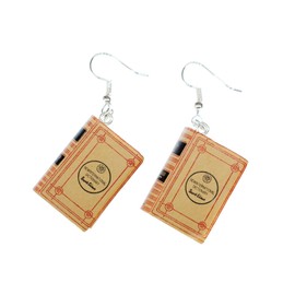 Miniblings Dictionary Earrings Hanging Dictionary Book Books Language Beige Handmade Fashion Jewellery I Earrings Silver Plated, Paper plastic