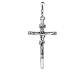 925 Sterling Silver Cross Pendant INRI Jesus Christ Crucifix Religious Unisex