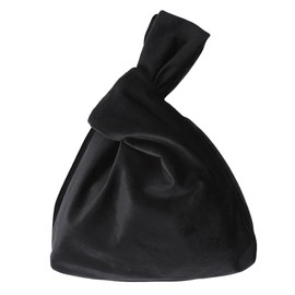 FRCOLOR Vintage Shopping Bag Handbag Retro Storage Bag Knot Bag Japanese Style Portable Flannel Wrist Bag Cosmetic Velvet Bag, black