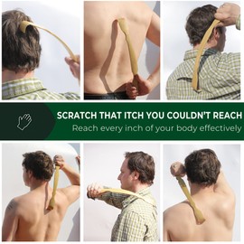 Renook Back Scratcher Bamboo - 3 PCS 17'' Wooden Back Scratchers Long Handle,Back-Scratcher for Men, Women & Kids, Body Itching Assistant, Best Gifts for Friends and Family.