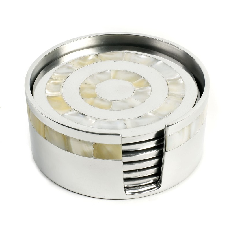 Baskerville & Sanders mother of pearl set of 6 round