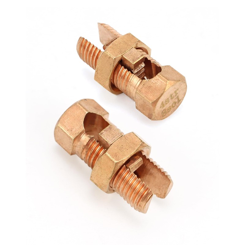 QWORK Grounding Split Bolt, 50 Pieces 4 Gauge 8 Gauge